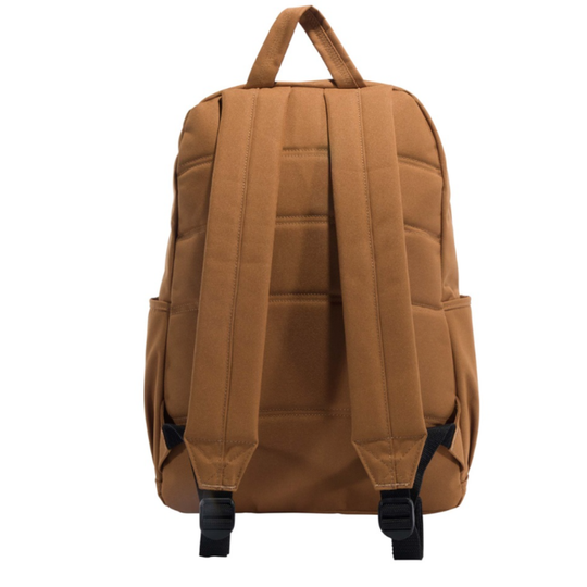 Brown backpack on a white background