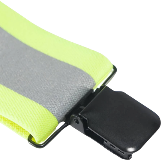 Yellow suspender clip view