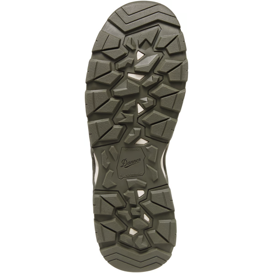 Olive rubber boot outsole with rugged lug tread and Danner branding