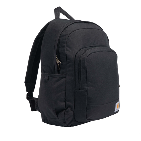 Black backpack on a white background