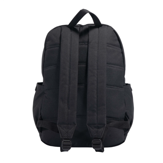 Black backpack on a white background