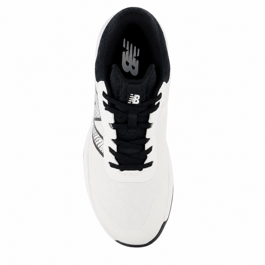 Black and white sneaker with New Balance logo on a white background
