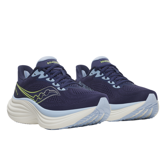 A pair of blue sneakers on a white background