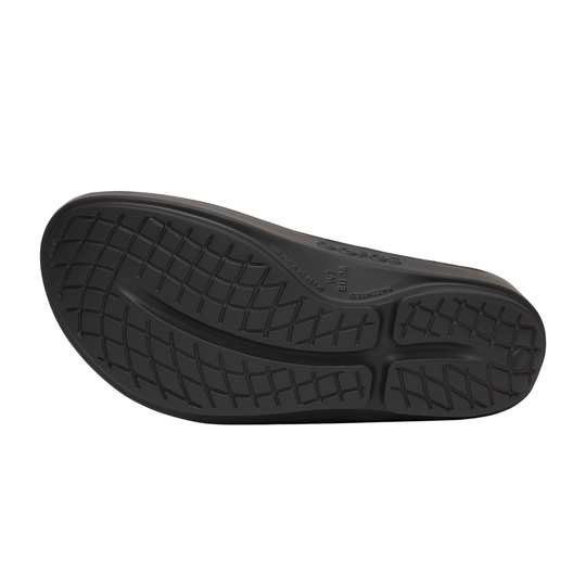 Black sole of a shoe with tread pattern on a white background