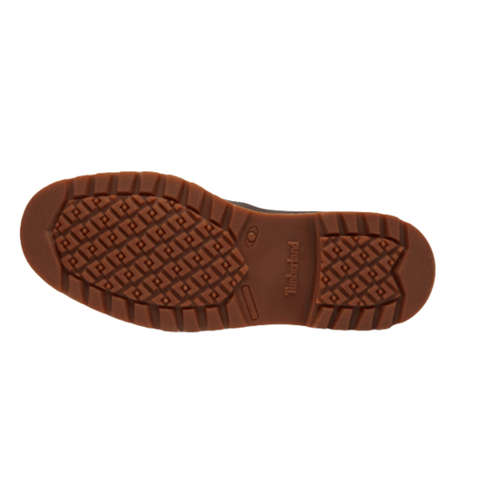 Brown shoe sole with 'Timberland' branding on a white background