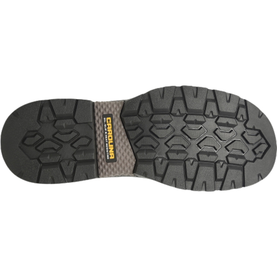 Close-up of a shoe sole with a brand logo on a white background