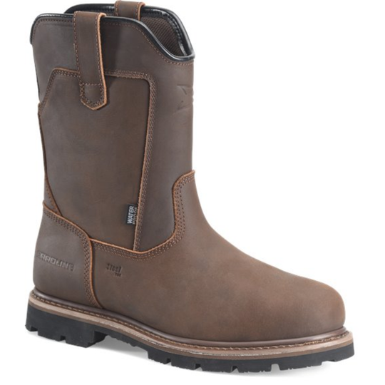 Brown leather boot with a white background