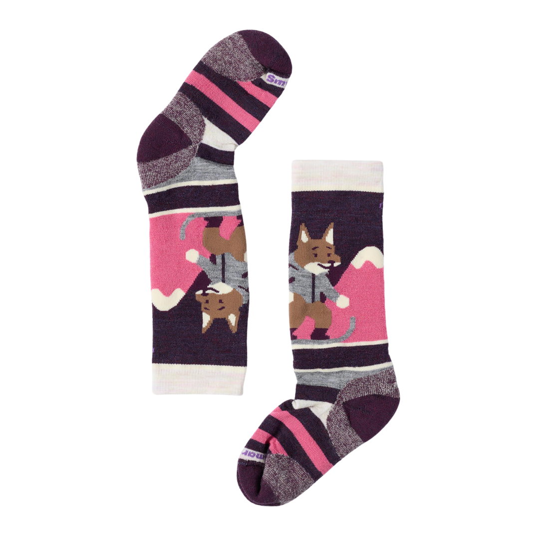 Pair of socks with fox design on a white background