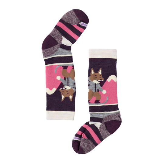 Pair of socks with fox design on a white background