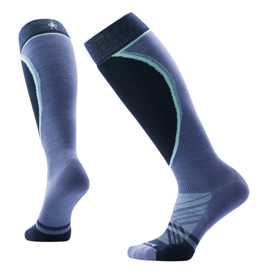 Pair of Blue and Black Socks with a white background