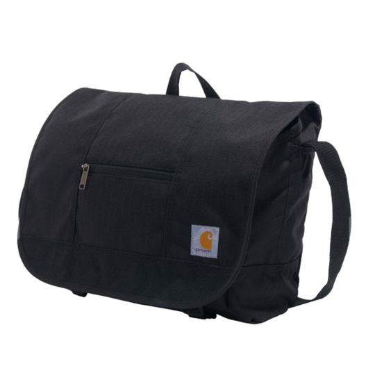 Black messenger bag with Carhartt logo on a white background