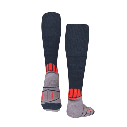 Mobile Warming Wool Blend Heated Socks - Grey on a white background.