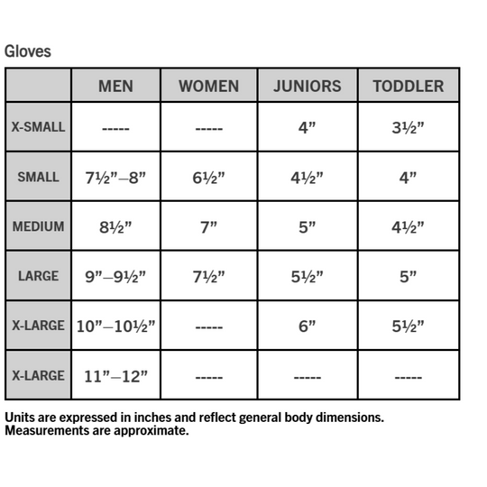 Glove size chart