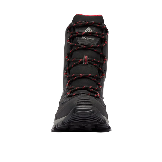 Columbia Men's Bugaboot III Winter Boot - Black/Bright Red on a white background.