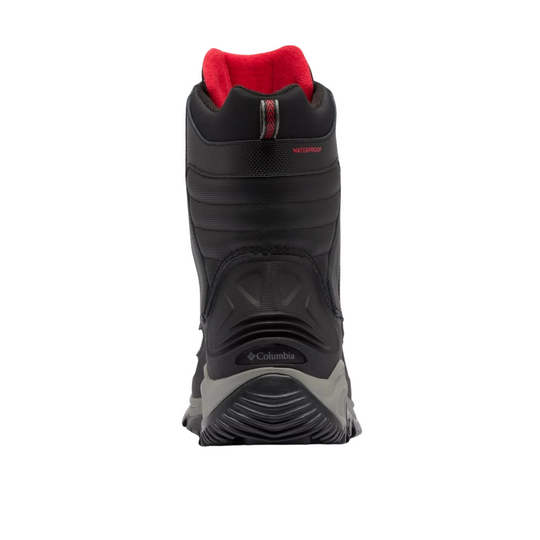 Columbia Men's Bugaboot III Winter Boot - Black/Bright Red on a white background.