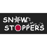 Logo of Snow Stoppers with snowflakes on a black background