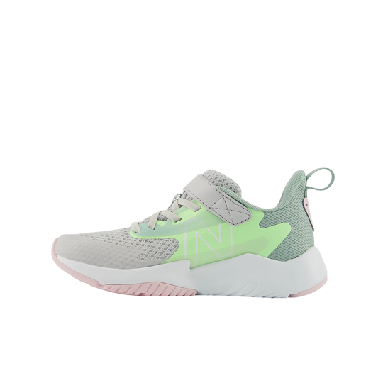 Gray and green sneaker on a white background