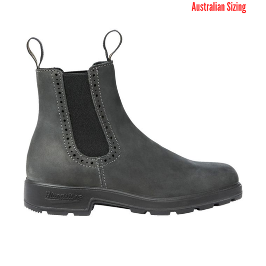Black Chelsea boot on a white background with 'Australian Sizing' text.