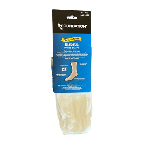Foundation Diabetic Crew Socks packaging on a white background