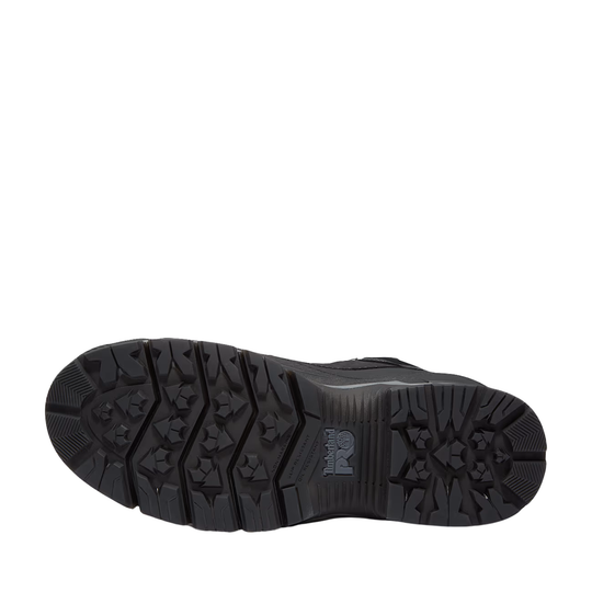 Black shoe sole with tread pattern on a white background