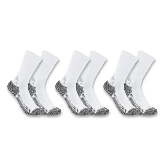 Set of six white socks with gray accents on a white background