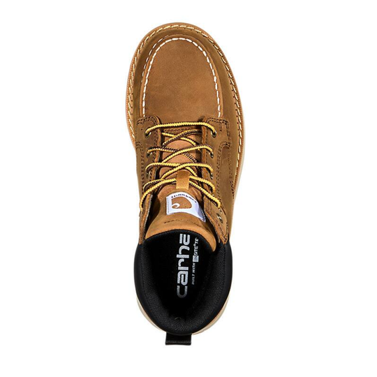 Brown leather shoe with laces on a white background