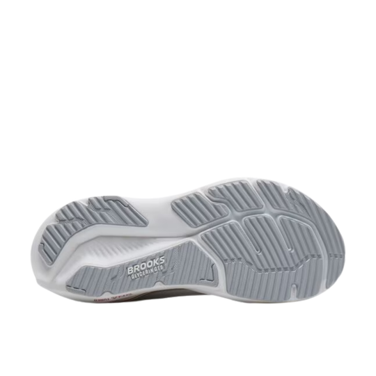 Gray shoe sole with 'Brooks' branding on a white background