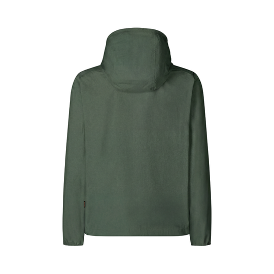 Green raincoat on a white background