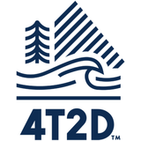 Logo with a stylized design of trees and waves, accompanied by the text '4T2D'.