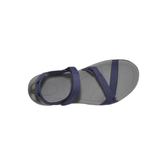 Gray sandal with blue straps on a white background