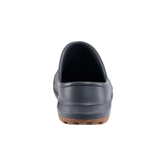 Gray slip-on shoe with a white background