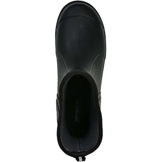 Black rubber boot on a white background