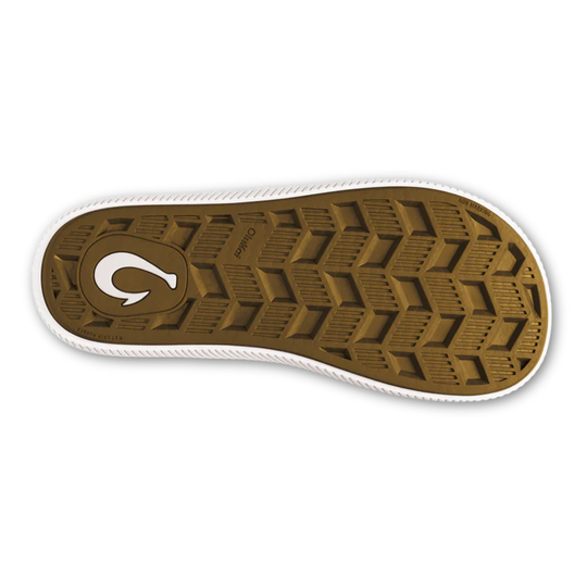 Brown shoe sole with a white border on a white background