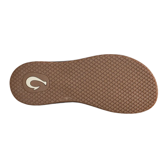 Brown shoe sole with a brand logo on a white background