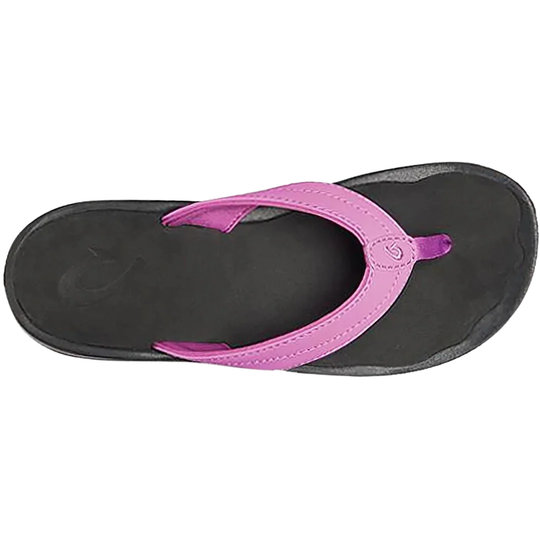 Black and pink flip-flop sandal on a white background