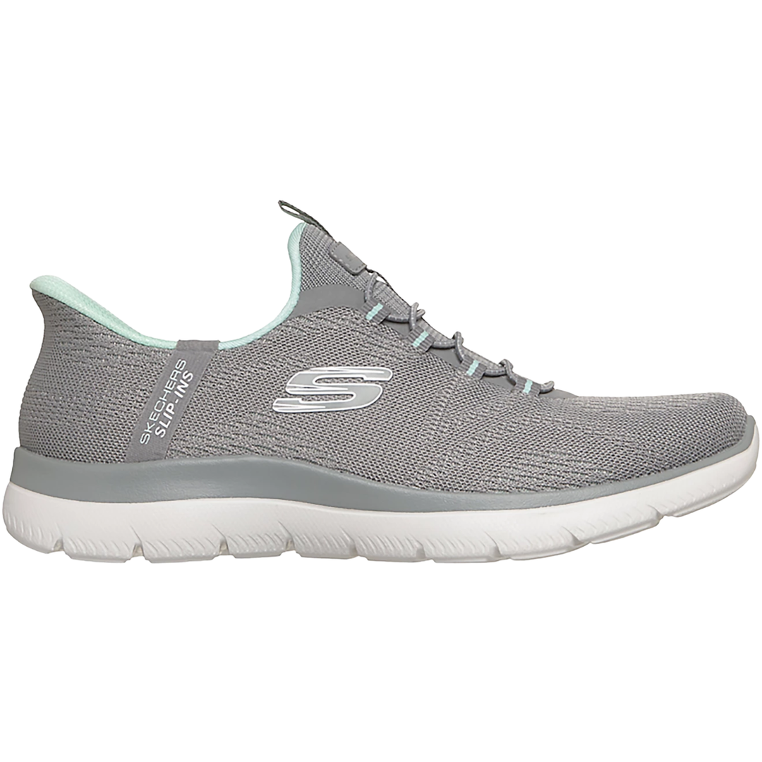 Gray sneaker with white sole on a white background
