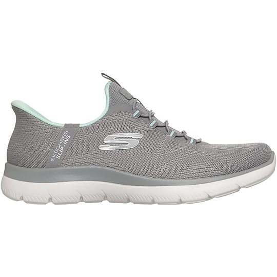 Gray sneaker with white sole on a white background