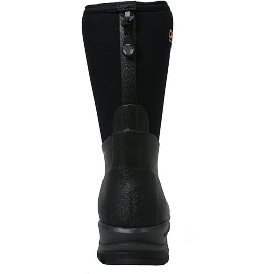 Black boot with a zipper on a white background