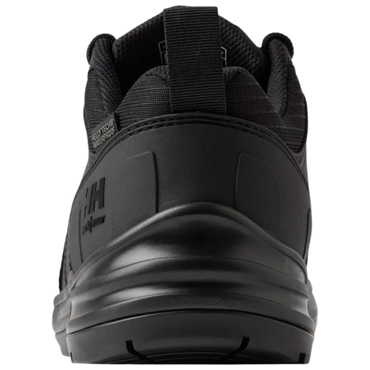 back of heel black work shoe