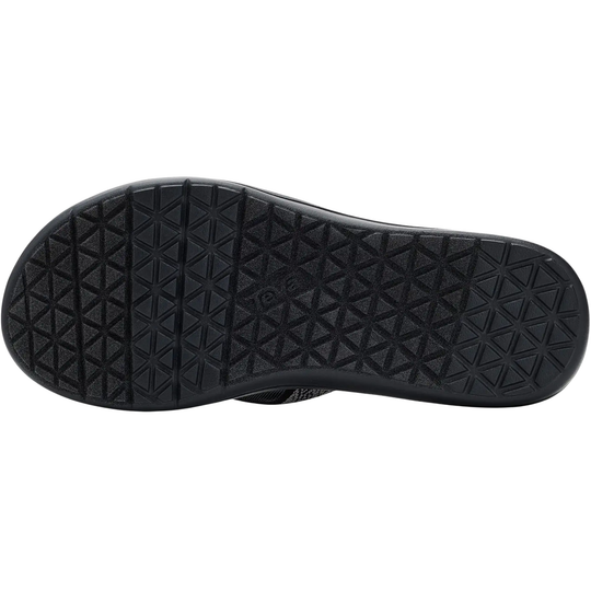 Black shoe sole with tread pattern on a white background