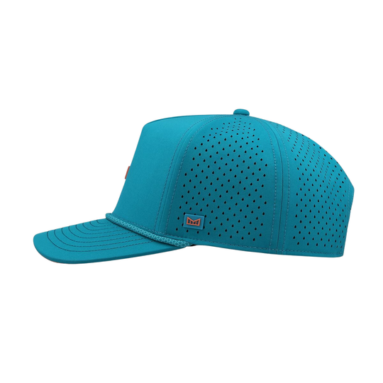 Blue perforated cap on a white background