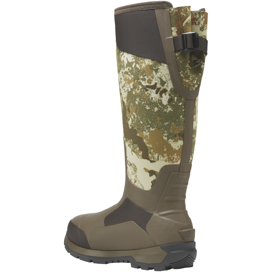 Camouflage hunting boot on a white background