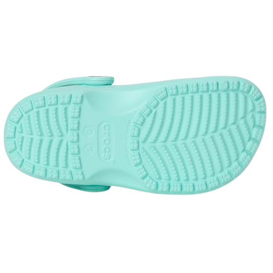 Light blue sandal sole with textured pattern on a white background