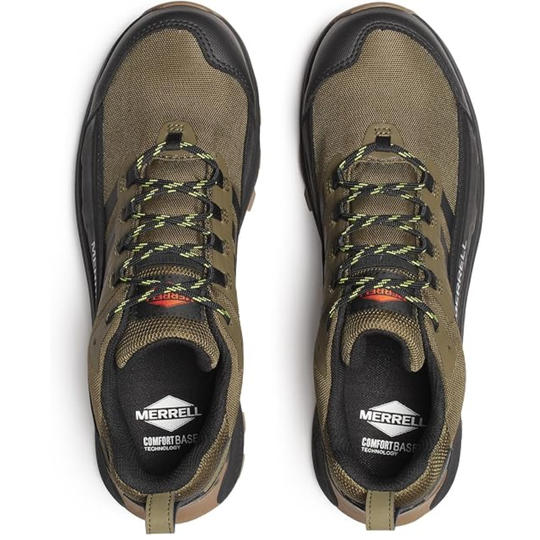 Pair of Merrell hiking shoes on a white background