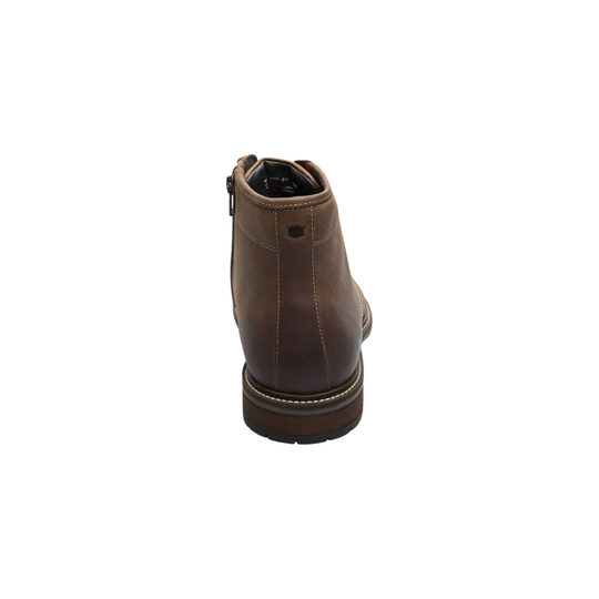 Brown leather boot on a white background