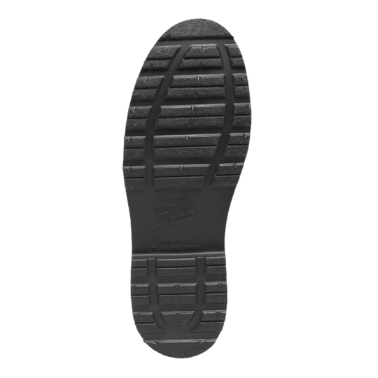 Black rubber sole of a shoe on a white background