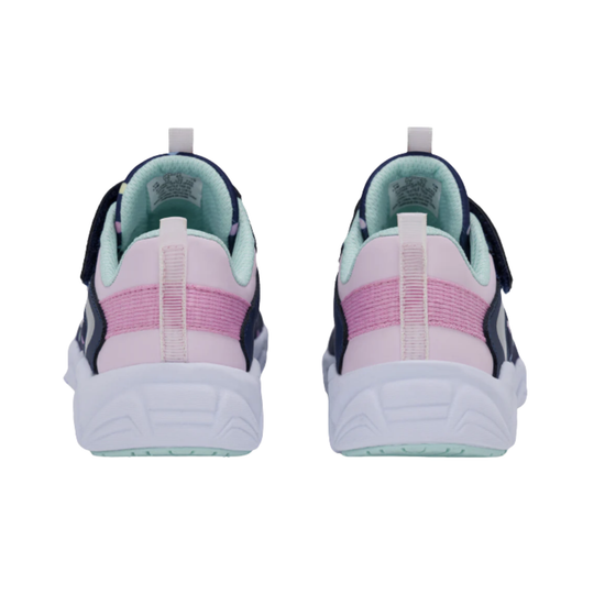 back of heels Saucony Kids' Flash LE Shoes - Navy/Pink on white background 