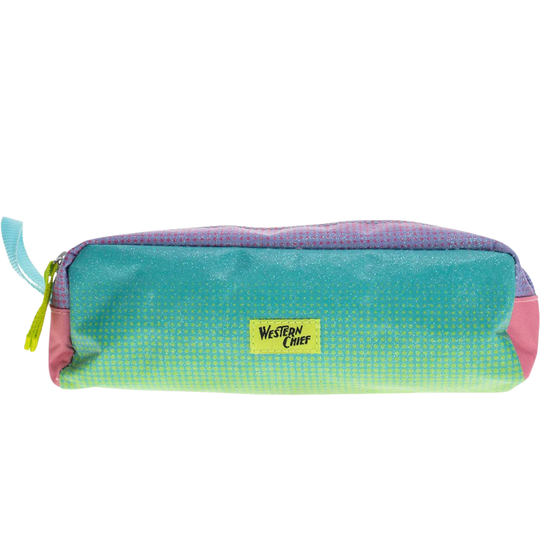 Front of Western Chief Kids' Ombre Glitter pencil case - Mutli on white background