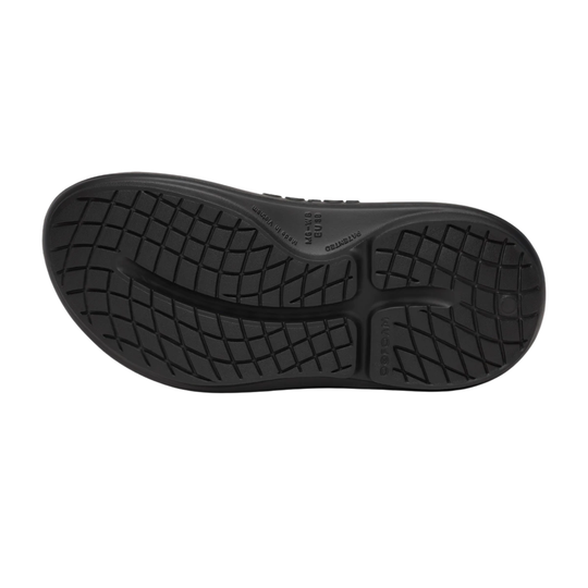 Black shoe sole with tread pattern on a white background
