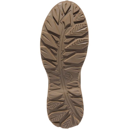 Brown shoe sole with tread pattern on a white background